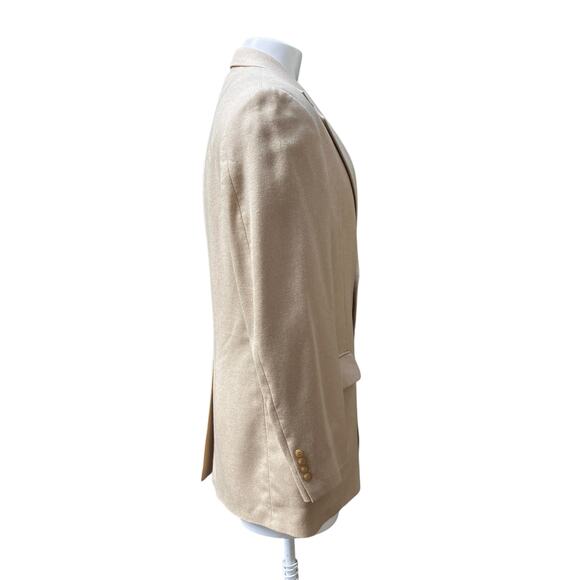 Lands End Blazer 40L Beige Silk Wool Blend Two Button Neutral Preppy Academia - Picture 4 of 16